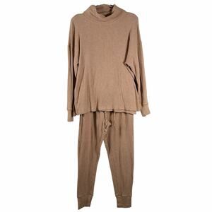 J. Crew Tan Ribbed Lounge Set Loungewear Soft Loose Oversized Womens Size S